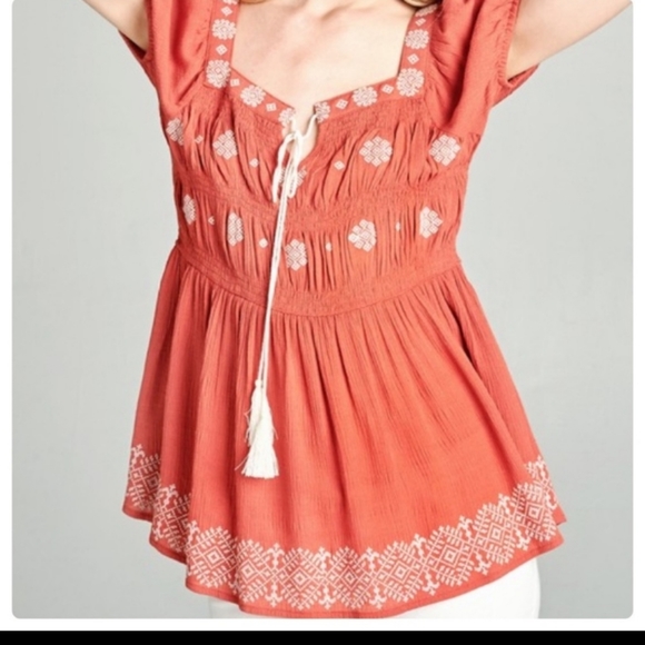 Boho Babydoll Blouse ODDY - Picture 7 of 9